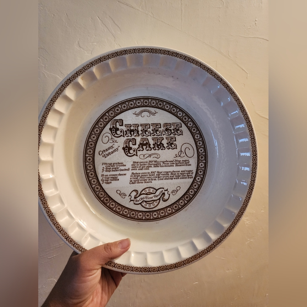 Vintage Cheesecake Recipe Pie Plate